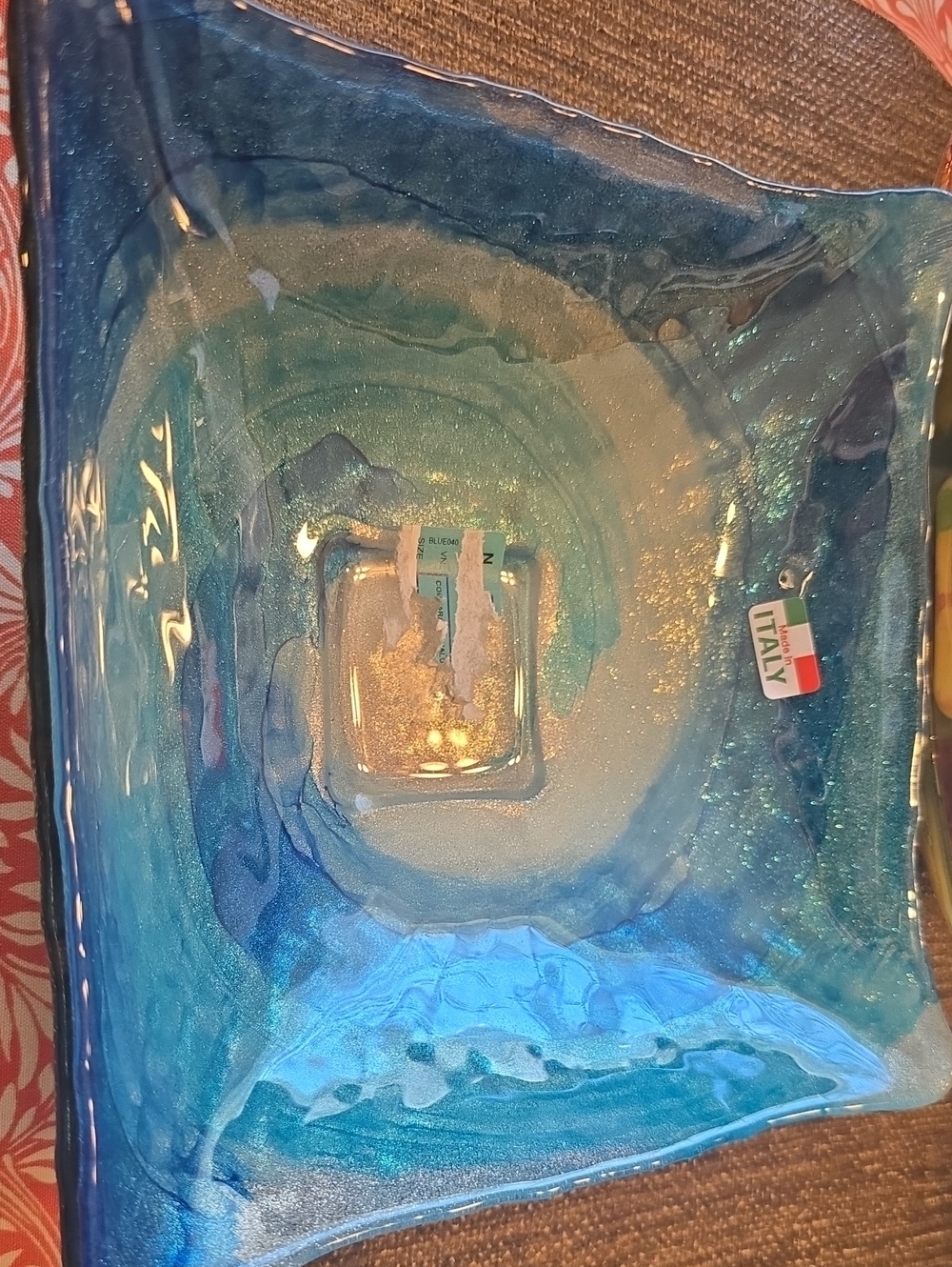 Handcrafted Blue Glass Decorative Bowl –